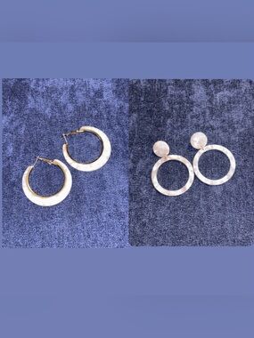 White Marble Resin Earring Set